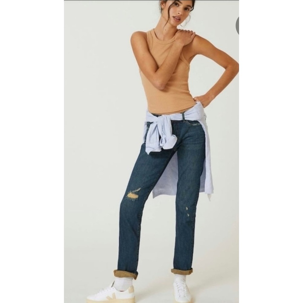 Anthropologie Pilcro The Slim Boyfriend Jean Distressed Size 29 Dark Wash‎